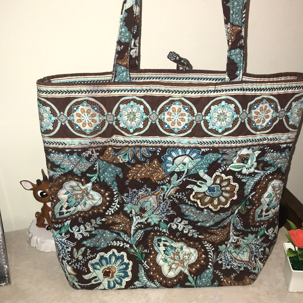 Brown and Blue Patterned Tote Bag
